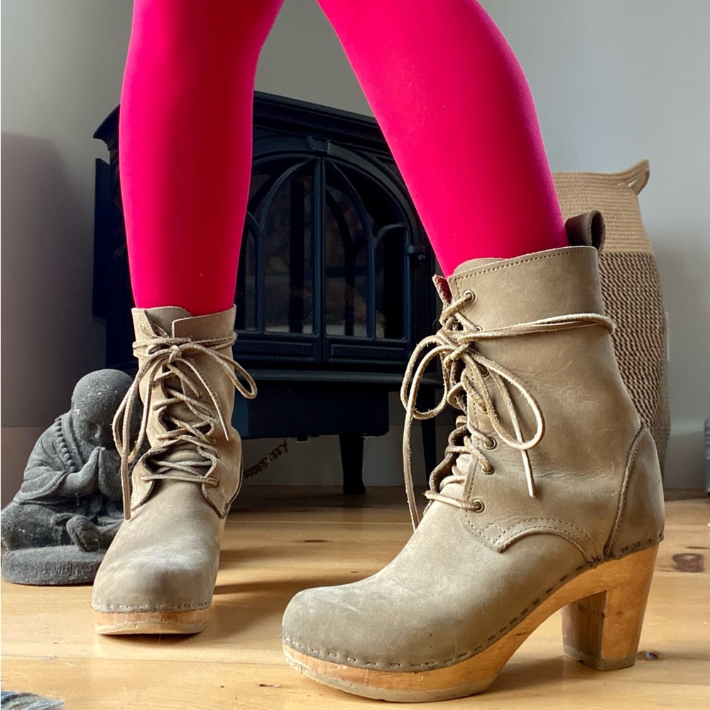 No. 6 Suede Lace Up Clog Boots